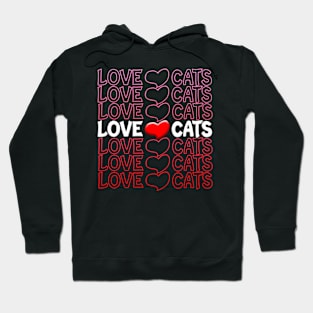 Love Cats Heart Repeat Text Red Hoodie